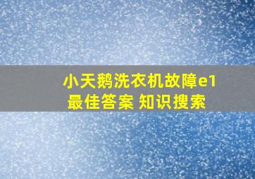 小天鹅洗衣机故障e1 最佳答案 知识搜索